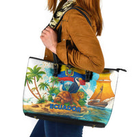 Ecuador Leather Tote Bag with Wildlife and Flag Landscape Design - Wonder Print Shop