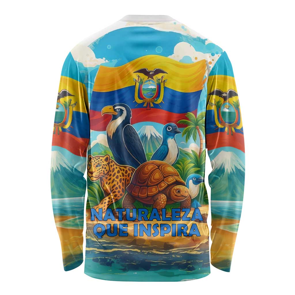 Ecuador Long Sleeve Shirt with Wildlife and Flag Landscape Design - Wonder Print Shop