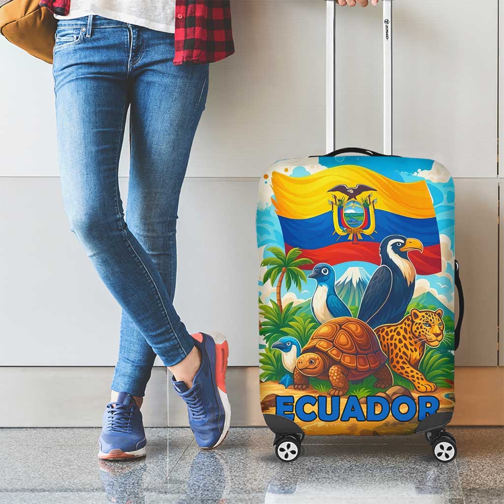 Ecuador Luggage Cover with Wildlife and Flag Landscape Design - Wonder Print Shop