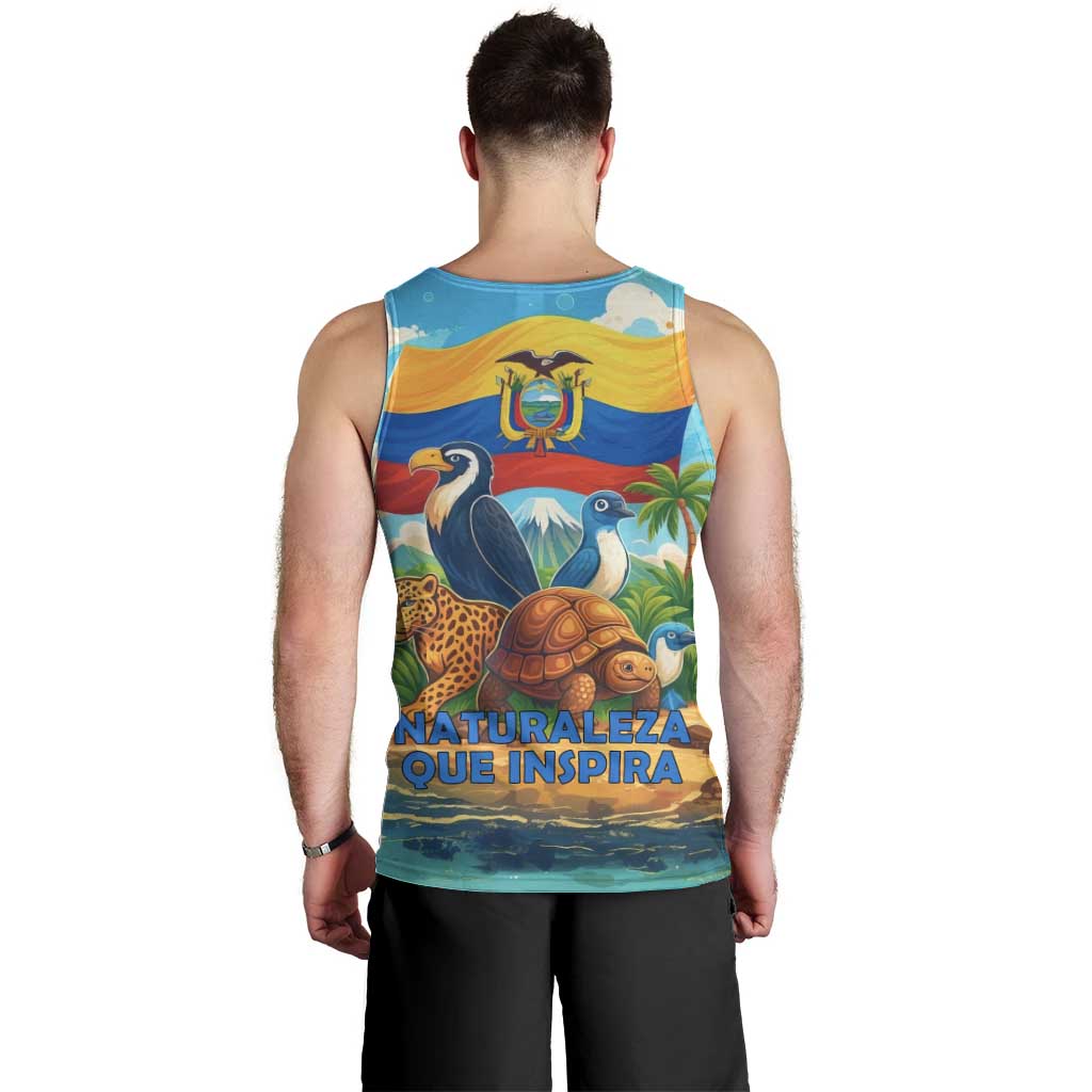 Ecuador Men Tank Top with Wildlife and Flag Landscape Design - Wonder Print Shop