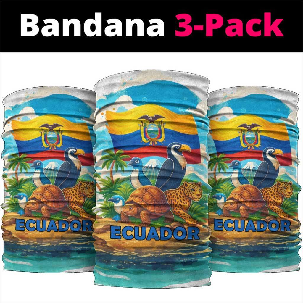 Ecuador Neck Gaiter with Wildlife and Flag Landscape Design TS04