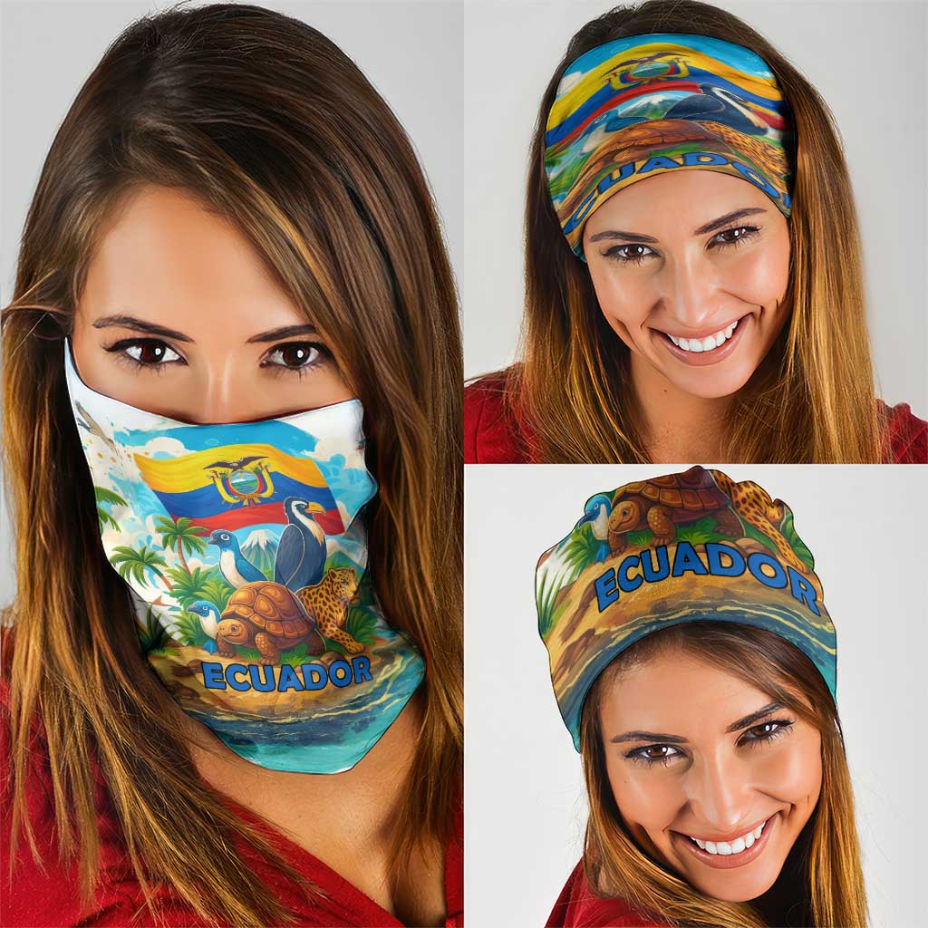 Ecuador Neck Gaiter with Wildlife and Flag Landscape Design TS04
