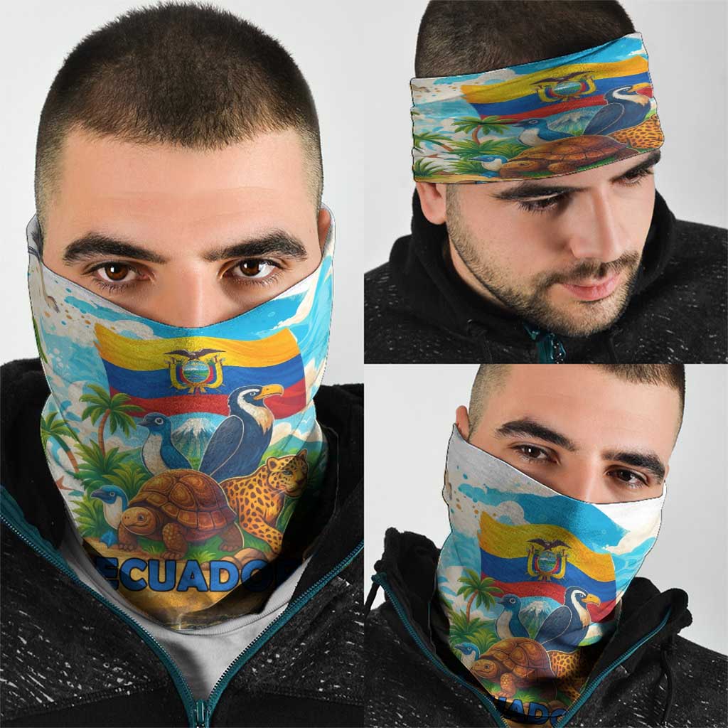 Ecuador Neck Gaiter with Wildlife and Flag Landscape Design TS04