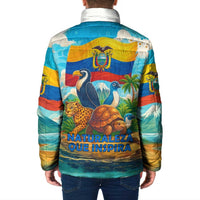Ecuador Padded Jacket with Wildlife and Flag Landscape Design - Wonder Print Shop