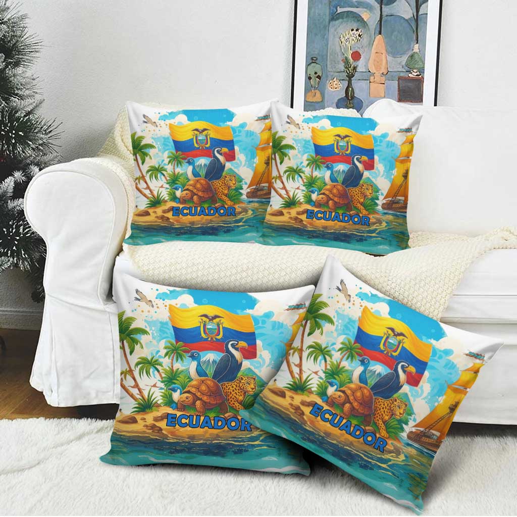 Ecuador Pillow Cover with Wildlife and Flag Landscape Design - Wonder Print Shop
