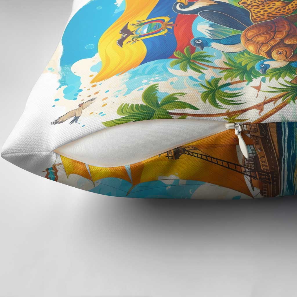 Ecuador Pillow Cover with Wildlife and Flag Landscape Design - Wonder Print Shop