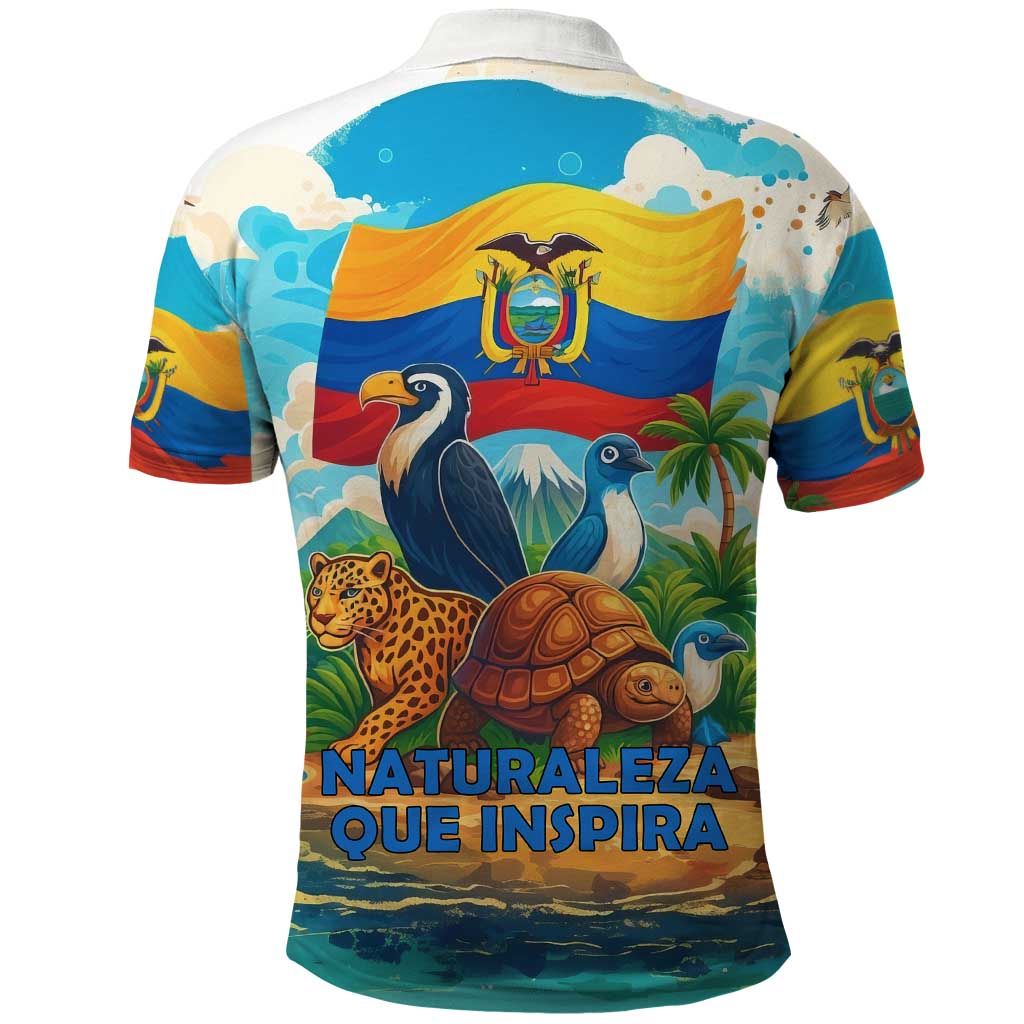 Ecuador Polo Shirt with Wildlife and Flag Landscape Design - Wonder Print Shop