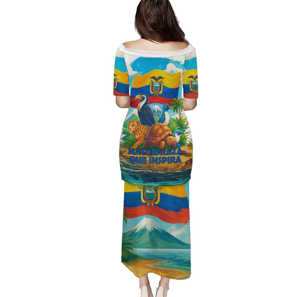 Ecuador Puletasi with Wildlife and Flag Landscape Design - Wonder Print Shop
