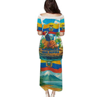 Ecuador Puletasi with Wildlife and Flag Landscape Design - Wonder Print Shop