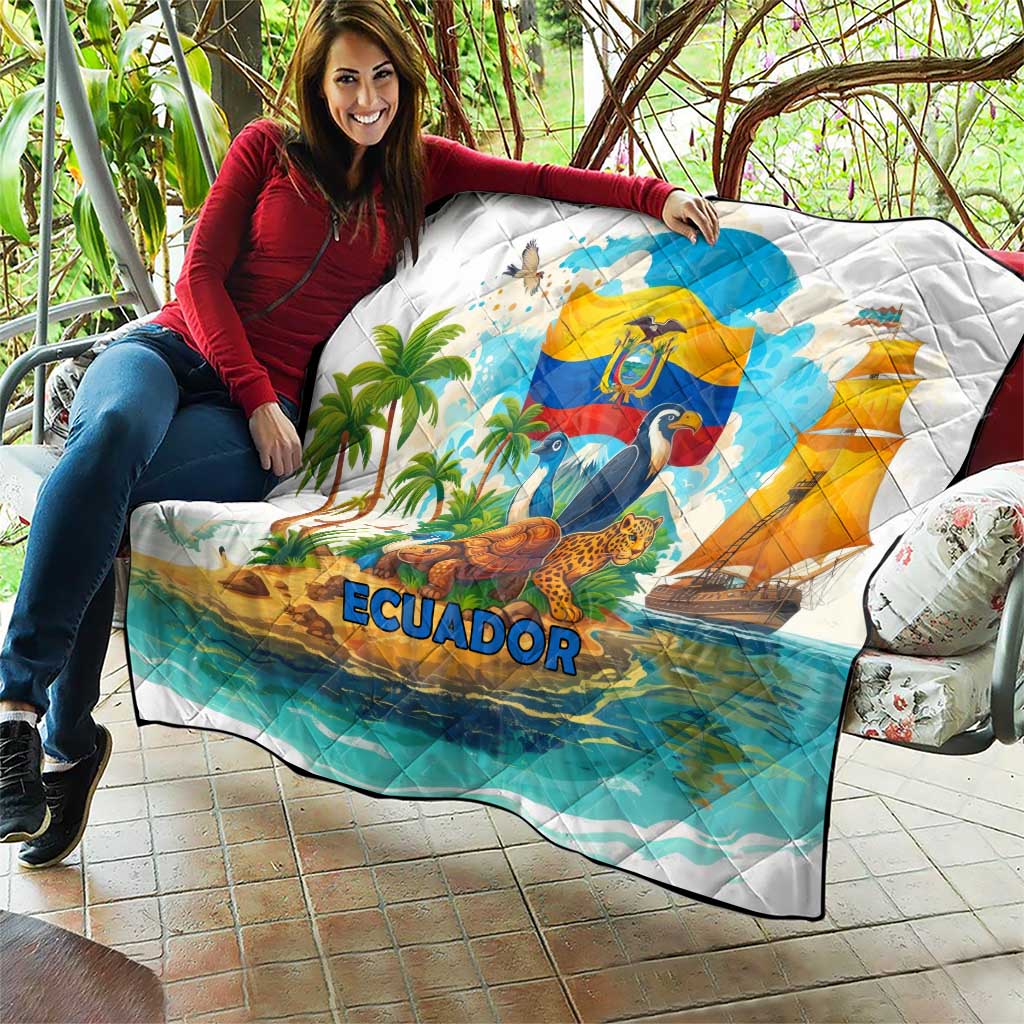 Ecuador Quilt with Wildlife and Flag Landscape Design - Wonder Print Shop