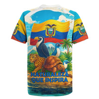 Ecuador Rugby Jersey with Wildlife and Flag Landscape Design - Wonder Print Shop