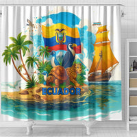 Ecuador Shower Curtain with Wildlife and Flag Landscape Design - Wonder Print Shop