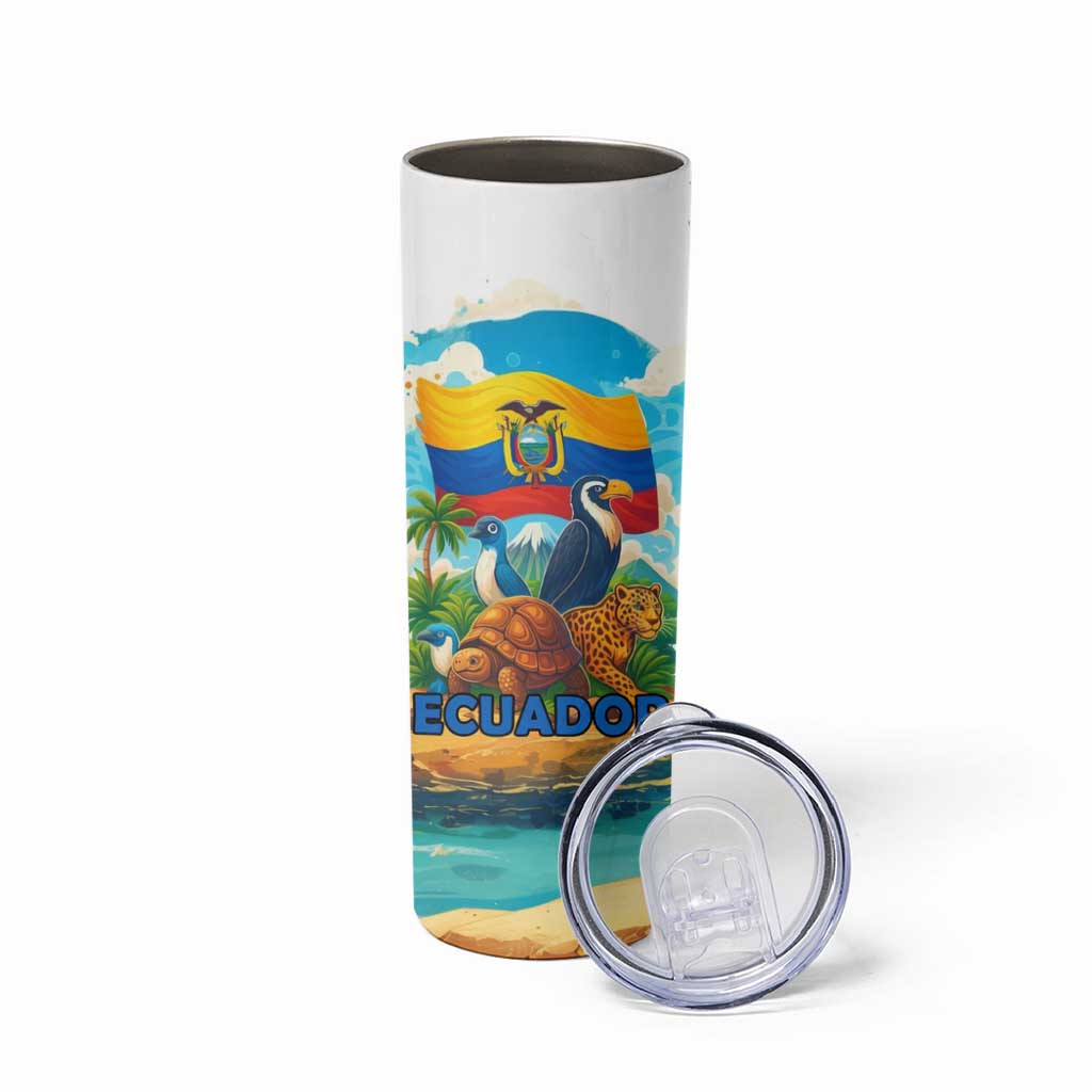 Ecuador Skinny Tumbler with Wildlife and Flag Landscape Design - Wonder Print Shop