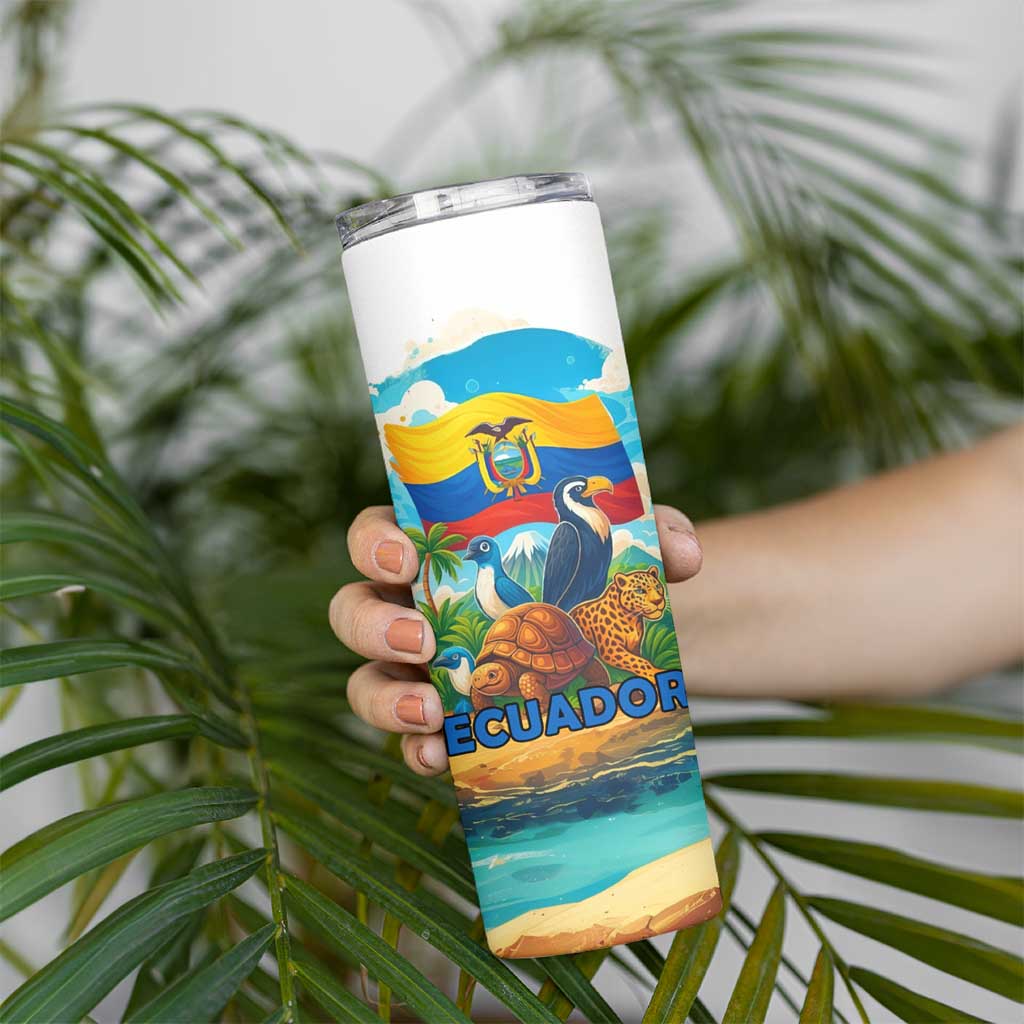 Ecuador Skinny Tumbler with Wildlife and Flag Landscape Design - Wonder Print Shop