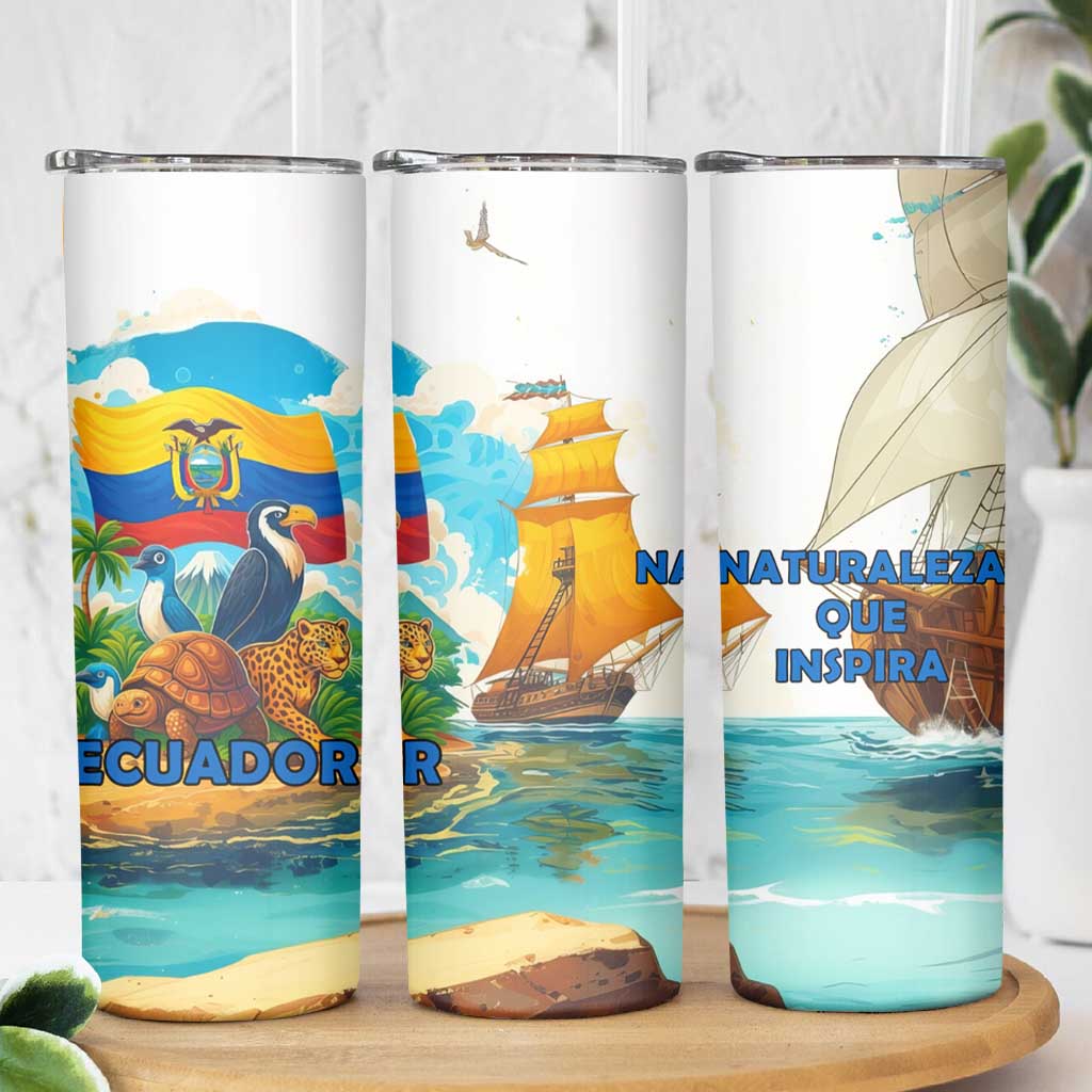 Ecuador Skinny Tumbler with Wildlife and Flag Landscape Design - Wonder Print Shop