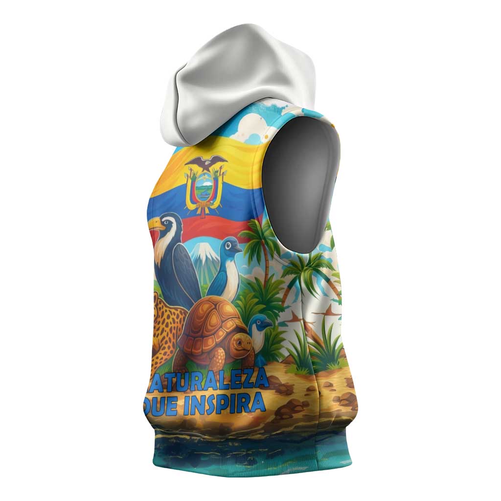 Ecuador Sleeveless Hoodie with Wildlife and Flag Landscape Design - Wonder Print Shop