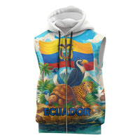 Ecuador Sleeveless Zip Hoodie with Wildlife and Flag Landscape Design - Wonder Print Shop