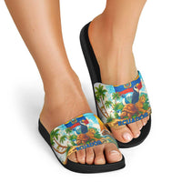 Ecuador Slide Sandals with Wildlife and Flag Landscape Design - Wonder Print Shop
