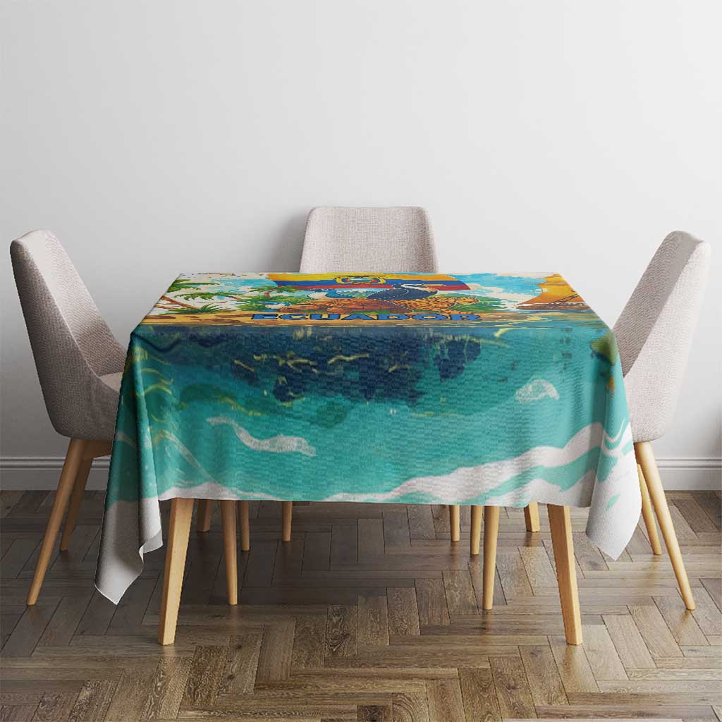 Ecuador Tablecloth with Wildlife and Flag Landscape Design - Wonder Print Shop