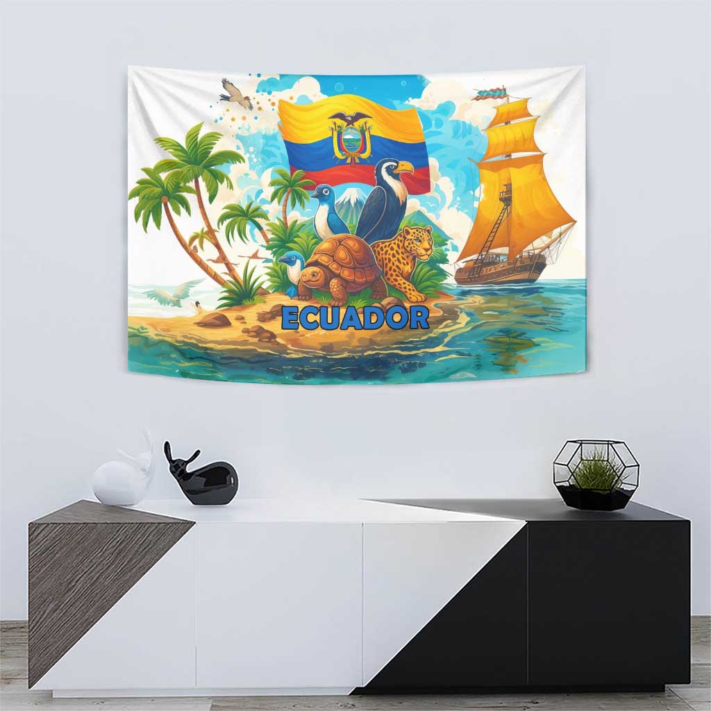 Ecuador Tapestry with Wildlife and Flag Landscape Design - Wonder Print Shop