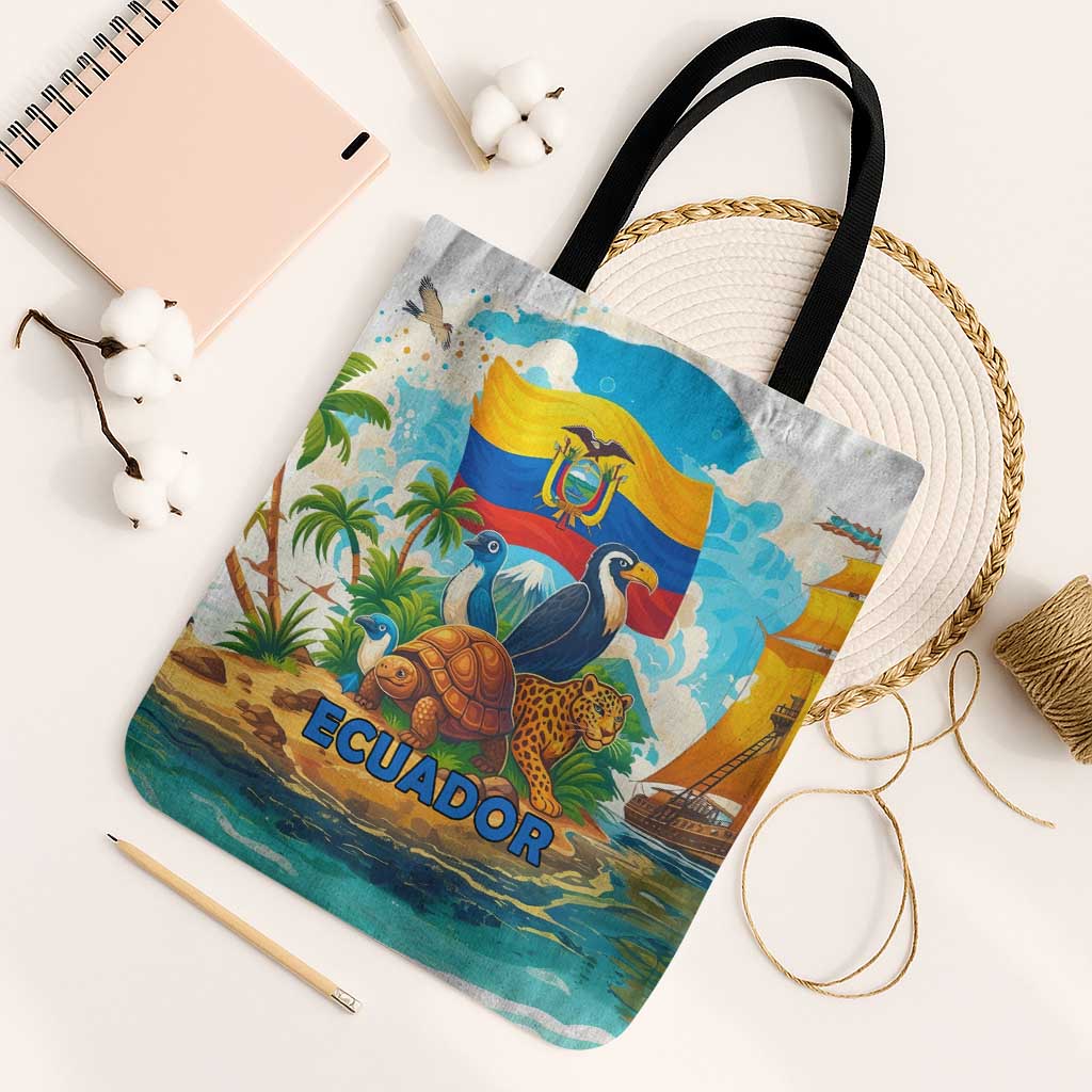 Ecuador Tote Bag with Wildlife and Flag Landscape Design - Wonder Print Shop