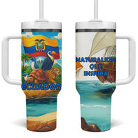 Ecuador Tumbler With Handle with Wildlife and Flag Landscape Design - Wonder Print Shop