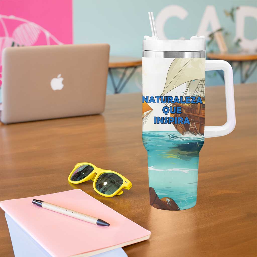 Ecuador Tumbler With Handle with Wildlife and Flag Landscape Design - Wonder Print Shop