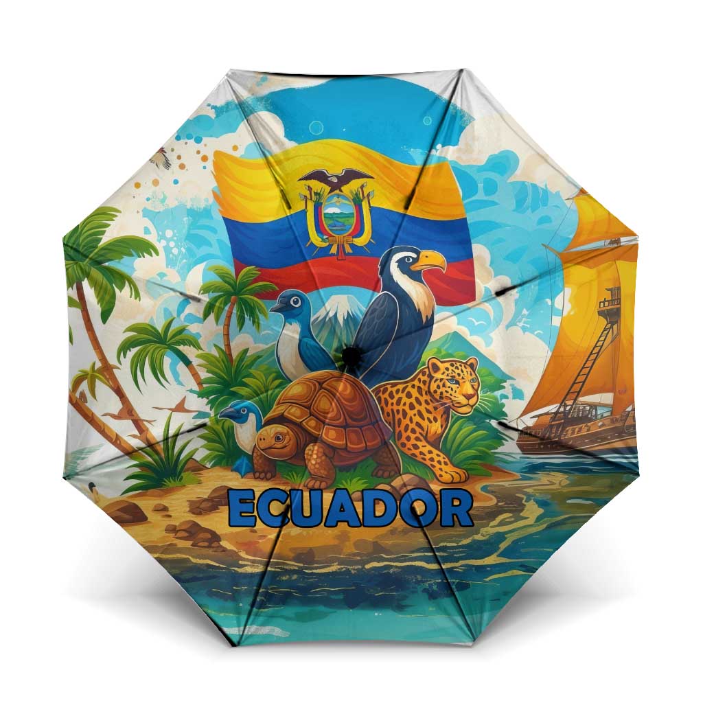 Ecuador Umbrella with Wildlife and Flag Landscape Design - Wonder Print Shop
