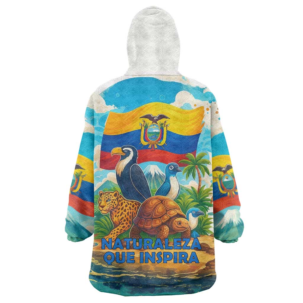 Ecuador Wearable Blanket Hoodie with Wildlife and Flag Landscape Design - Wonder Print Shop