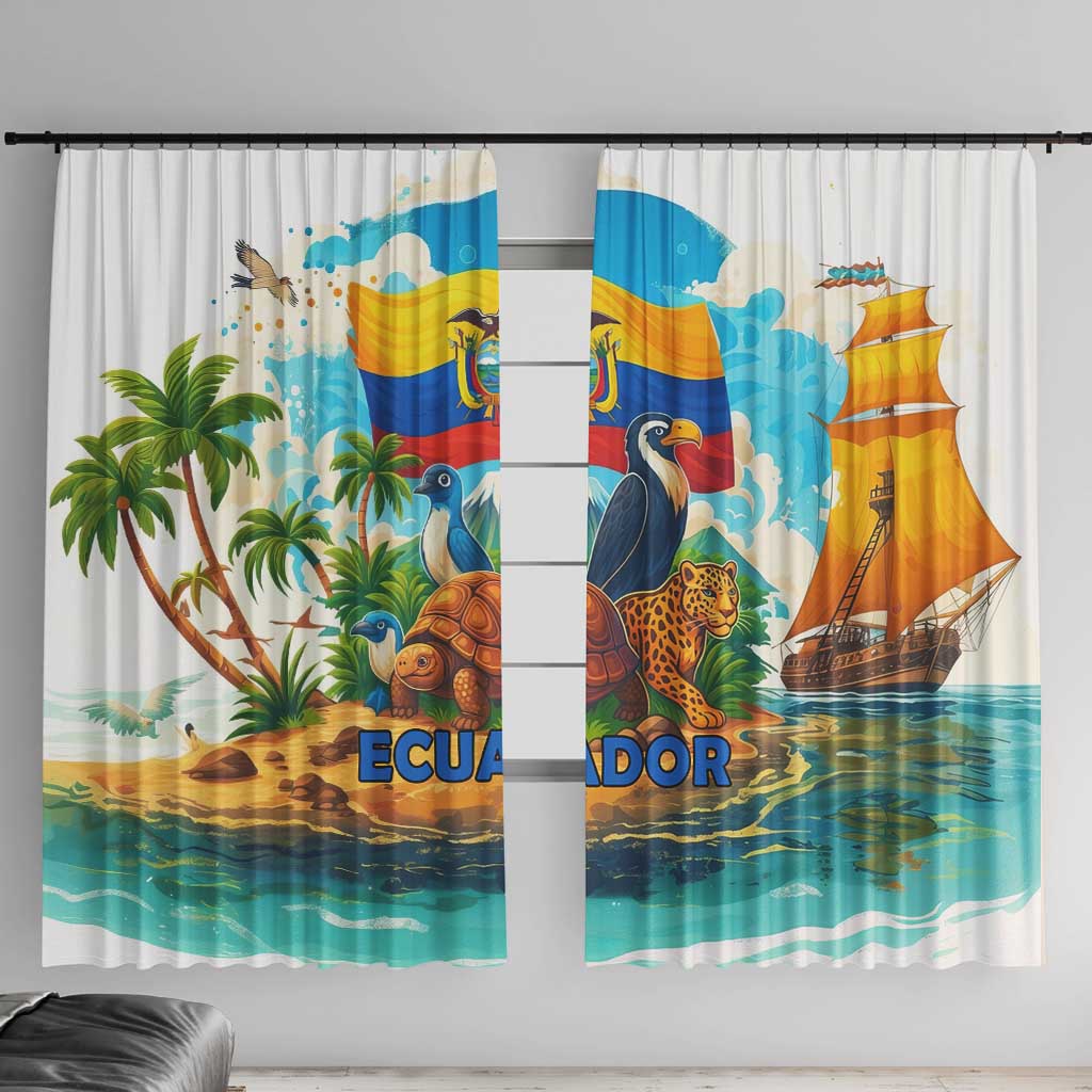 Ecuador Window Curtain with Wildlife and Flag Landscape Design - Wonder Print Shop