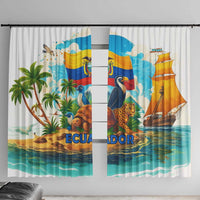 Ecuador Window Curtain with Wildlife and Flag Landscape Design - Wonder Print Shop
