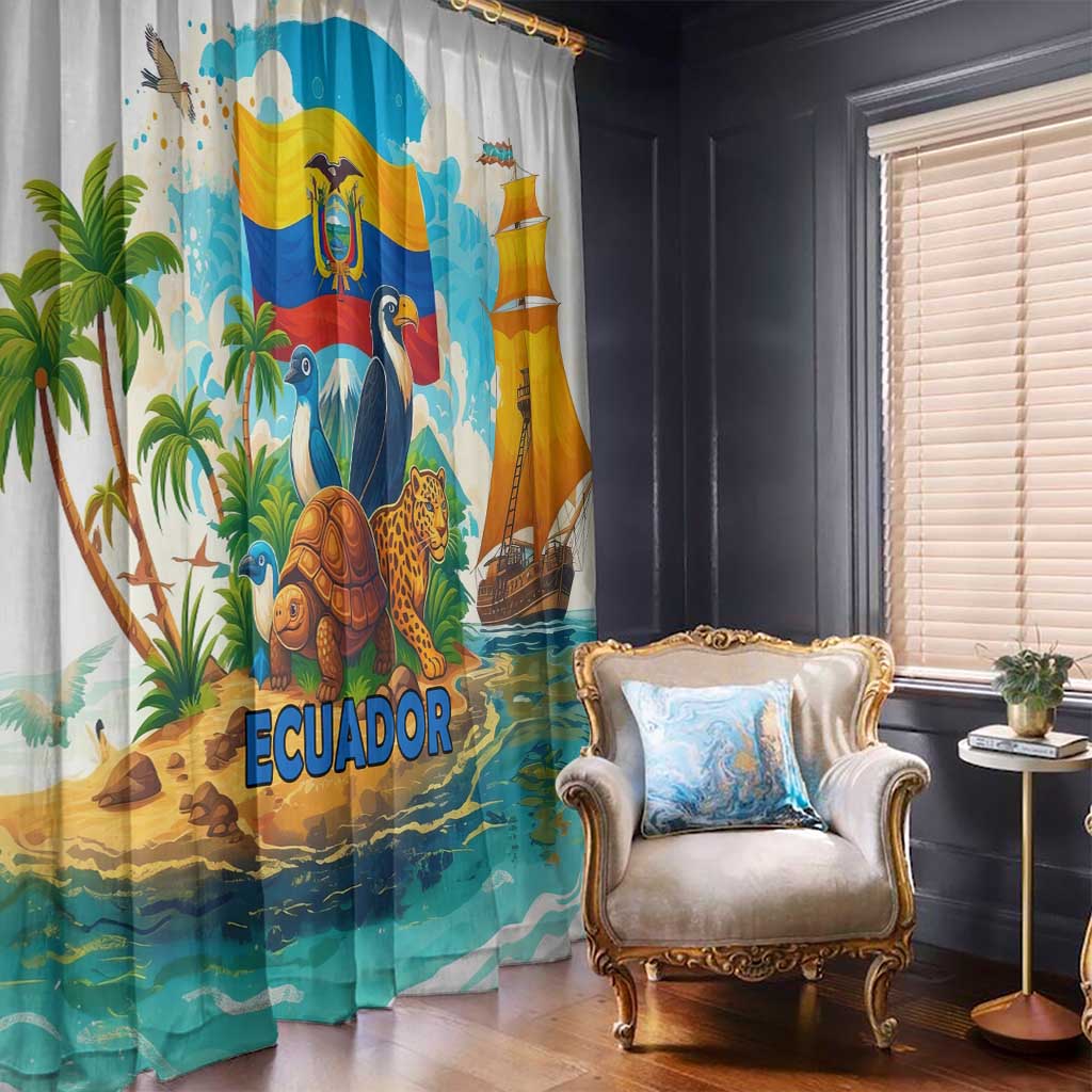 Ecuador Window Curtain with Wildlife and Flag Landscape Design - Wonder Print Shop
