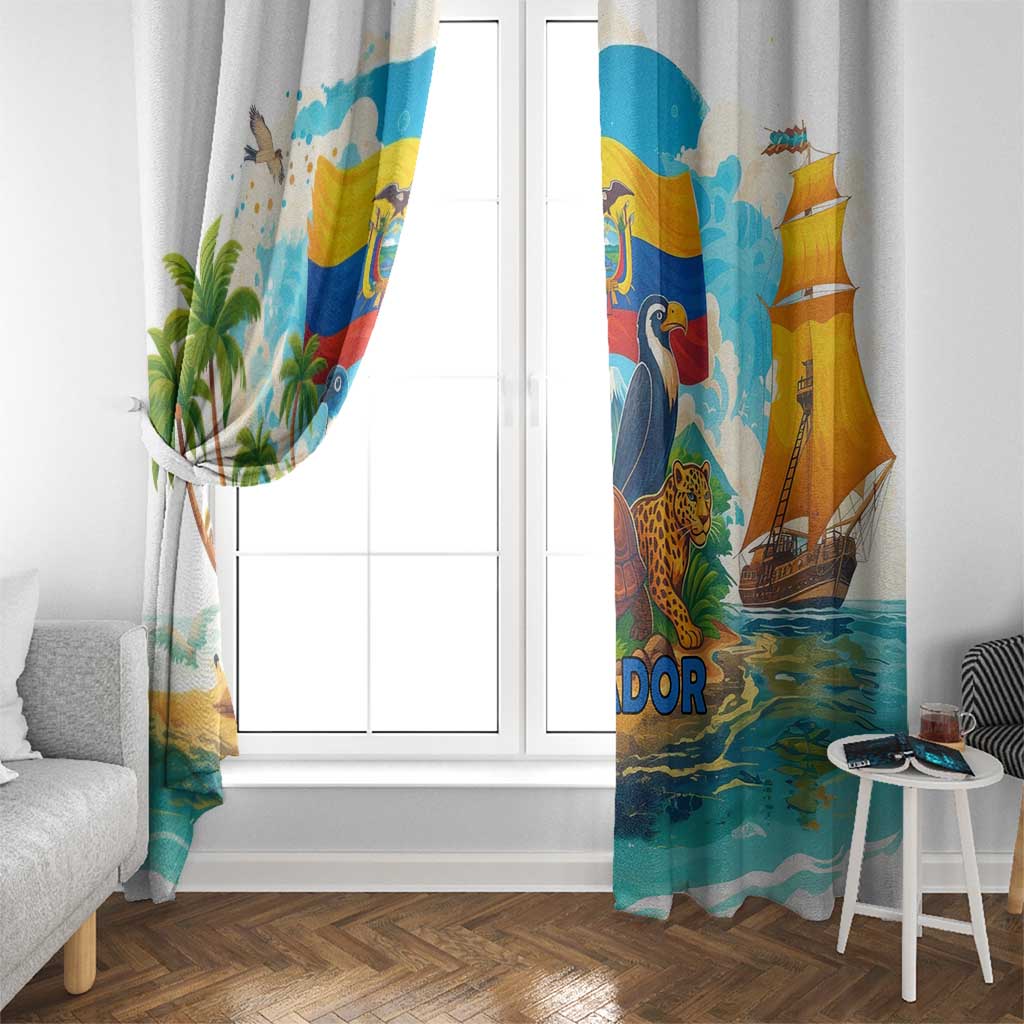 Ecuador Window Curtain with Wildlife and Flag Landscape Design - Wonder Print Shop