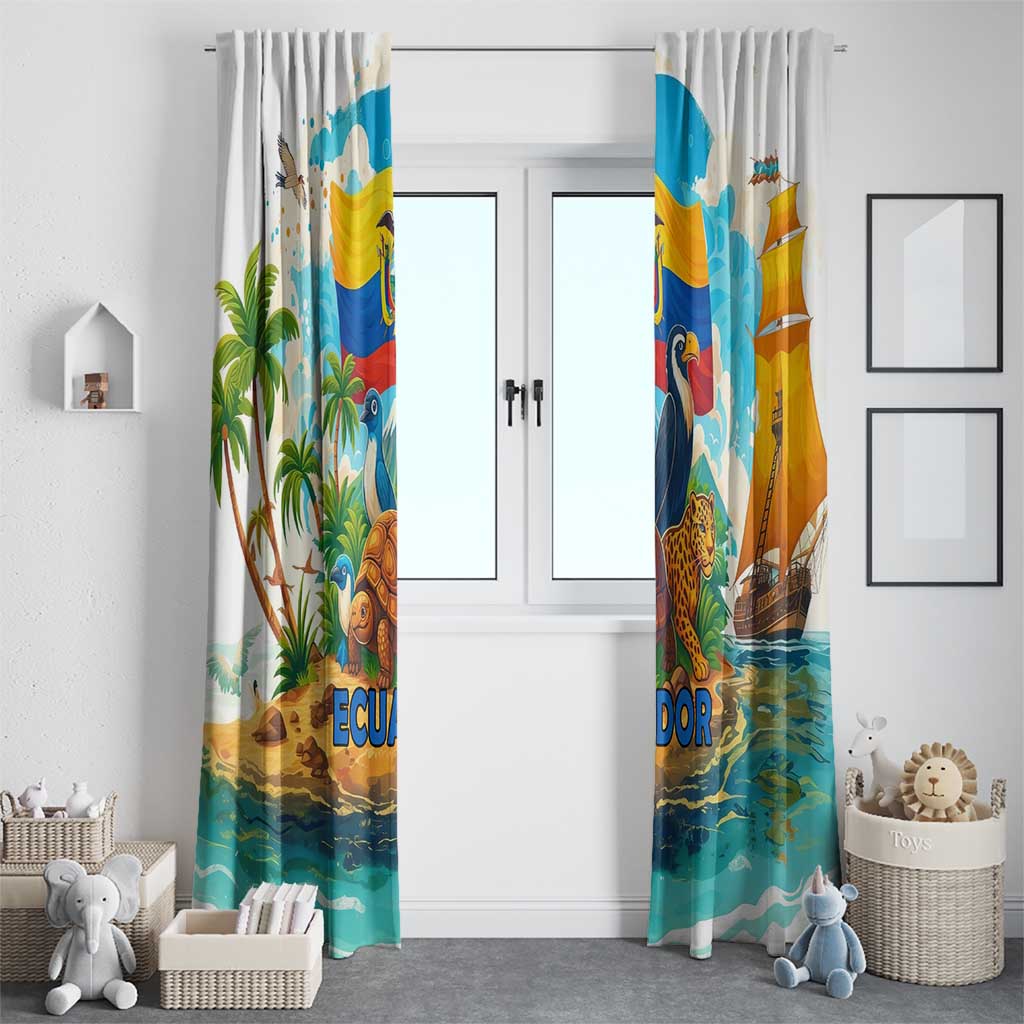 Ecuador Window Curtain with Wildlife and Flag Landscape Design - Wonder Print Shop