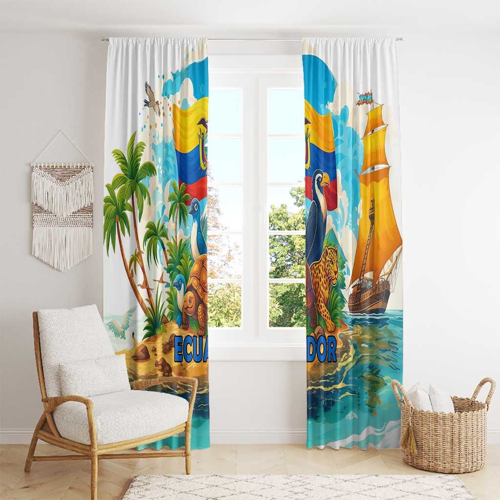 Ecuador Window Curtain with Wildlife and Flag Landscape Design - Wonder Print Shop