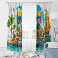 Ecuador Window Curtain with Wildlife and Flag Landscape Design - Wonder Print Shop