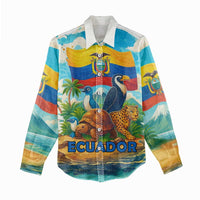 Ecuador Women Casual Shirt with Wildlife and Flag Landscape Design - Wonder Print Shop