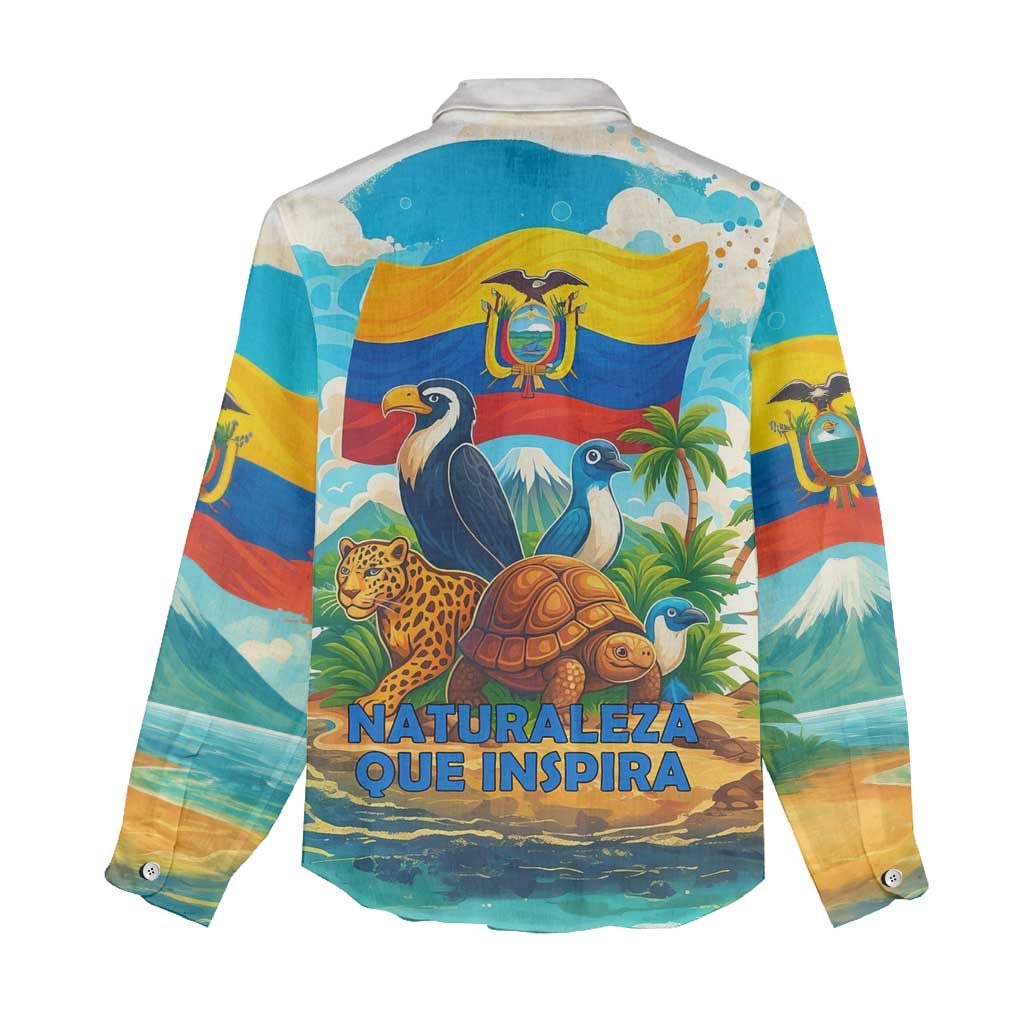 Ecuador Women Casual Shirt with Wildlife and Flag Landscape Design - Wonder Print Shop