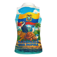 Ecuador Women Sleeveless Polo Shirt with Wildlife and Flag Landscape Design - Wonder Print Shop