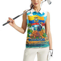 Ecuador Women Sleeveless Polo Shirt with Wildlife and Flag Landscape Design - Wonder Print Shop