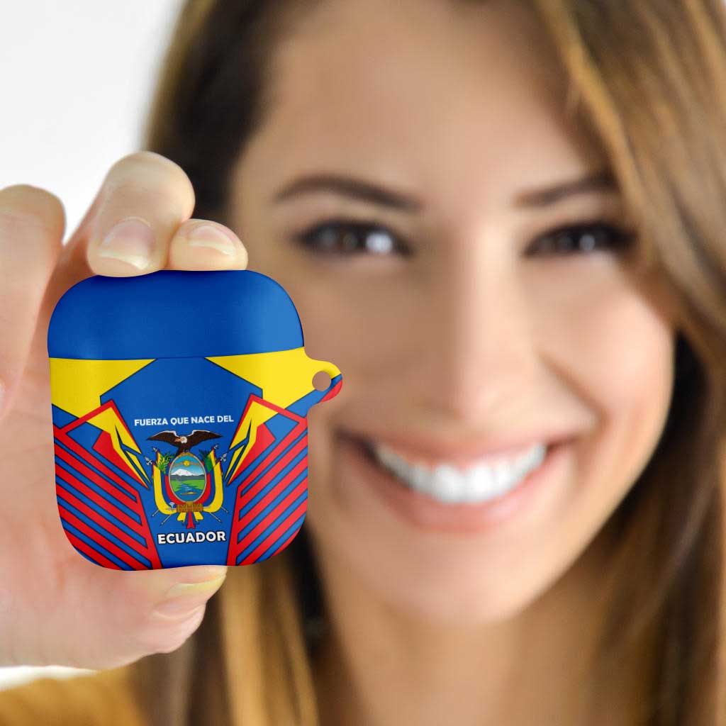 Ecuador AirPods Case with Coat of Arms and Bold Stripe Design - Wonder Print Shop