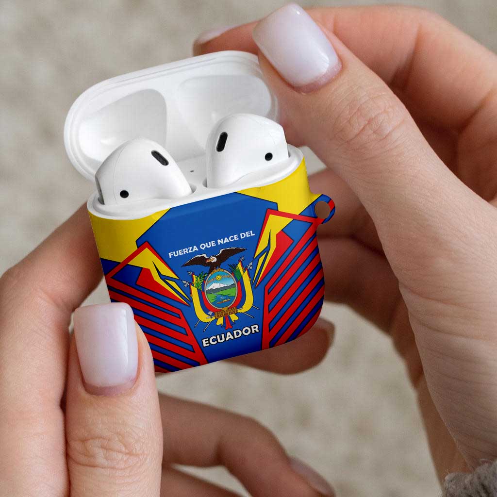 Ecuador AirPods Case with Coat of Arms and Bold Stripe Design - Wonder Print Shop