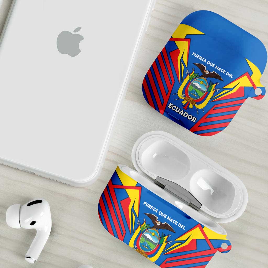 Ecuador AirPods Case with Coat of Arms and Bold Stripe Design - Wonder Print Shop