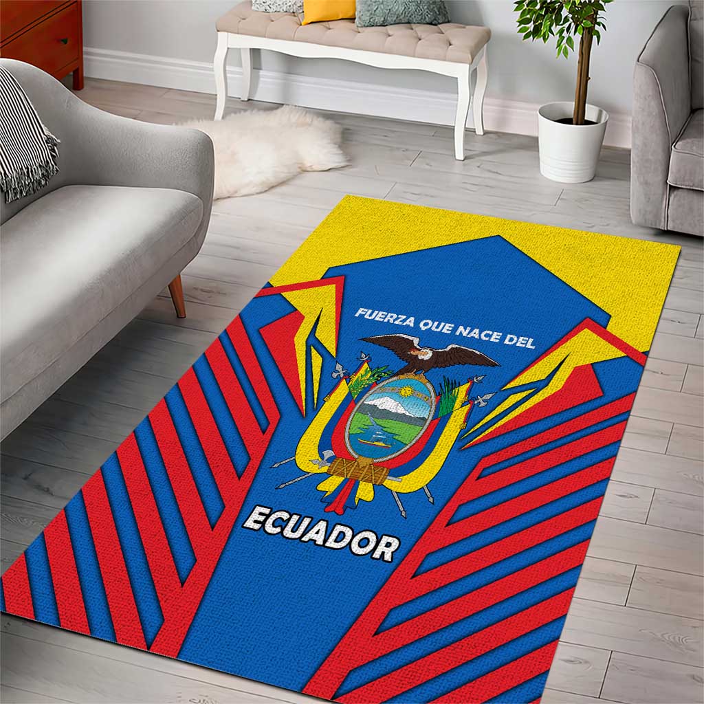 Ecuador Area Rug with Coat of Arms and Bold Stripe Design - Wonder Print Shop