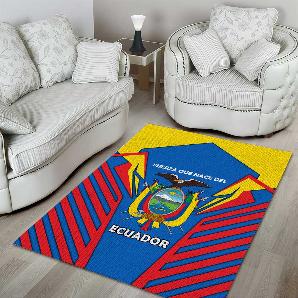 Ecuador Area Rug with Coat of Arms and Bold Stripe Design - Wonder Print Shop