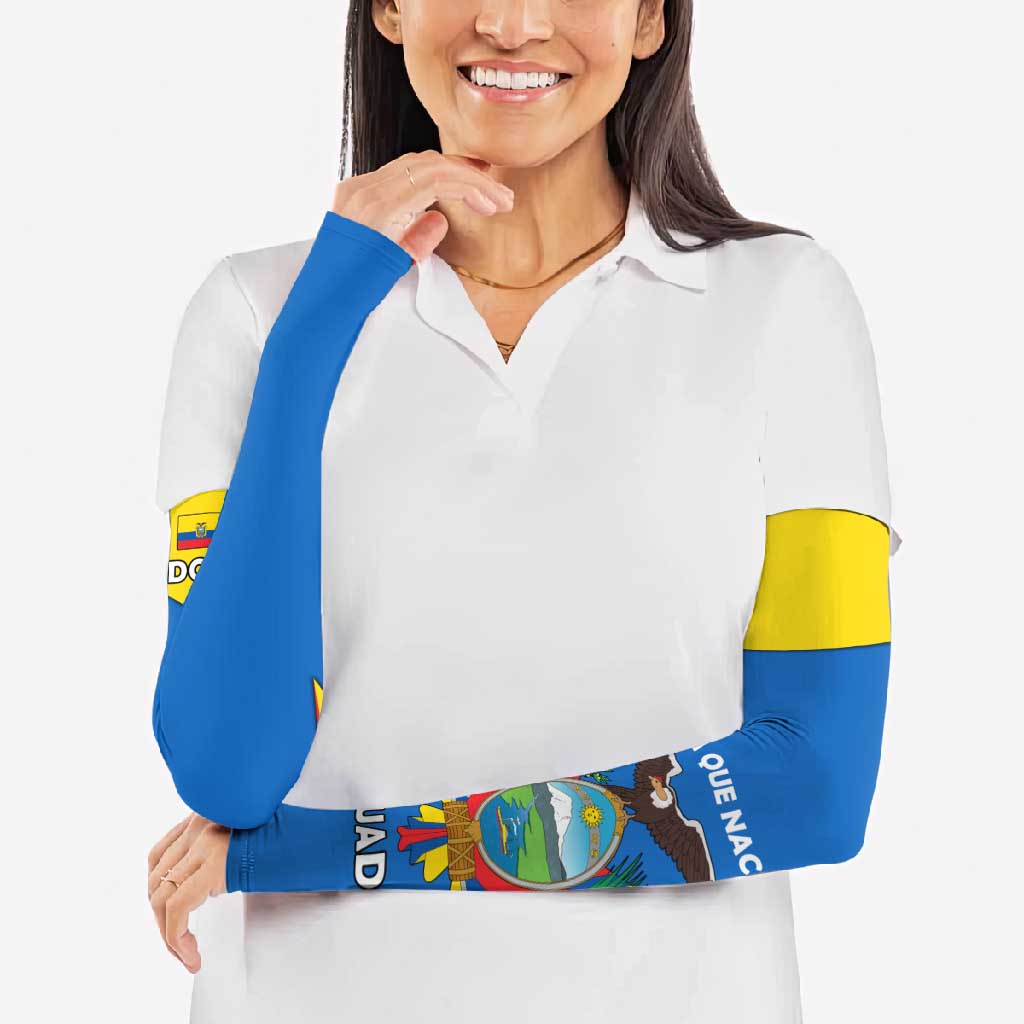 Ecuador Arm Sleeves with Coat of Arms and Bold Stripe Design - Wonder Print Shop