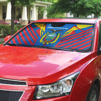 Ecuador Auto Sun Shade with Coat of Arms and Bold Stripe Design - Wonder Print Shop