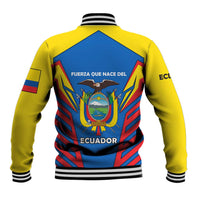 Ecuador Baseball Jacket with Coat of Arms and Bold Stripe Design - Wonder Print Shop
