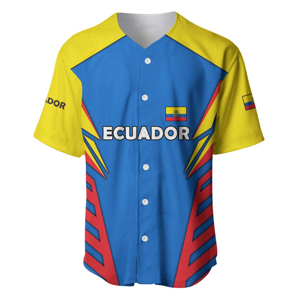 Ecuador Baseball Jersey with Coat of Arms and Bold Stripe Design - Wonder Print Shop