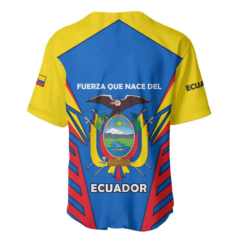 Ecuador Baseball Jersey with Coat of Arms and Bold Stripe Design - Wonder Print Shop